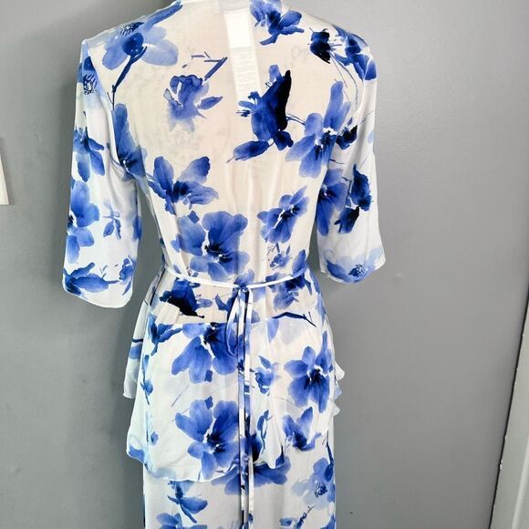 Sz M Falconeri 100% Silk Floral Maxi Wrap Dress $330 MSRP - Picture 10 of 14